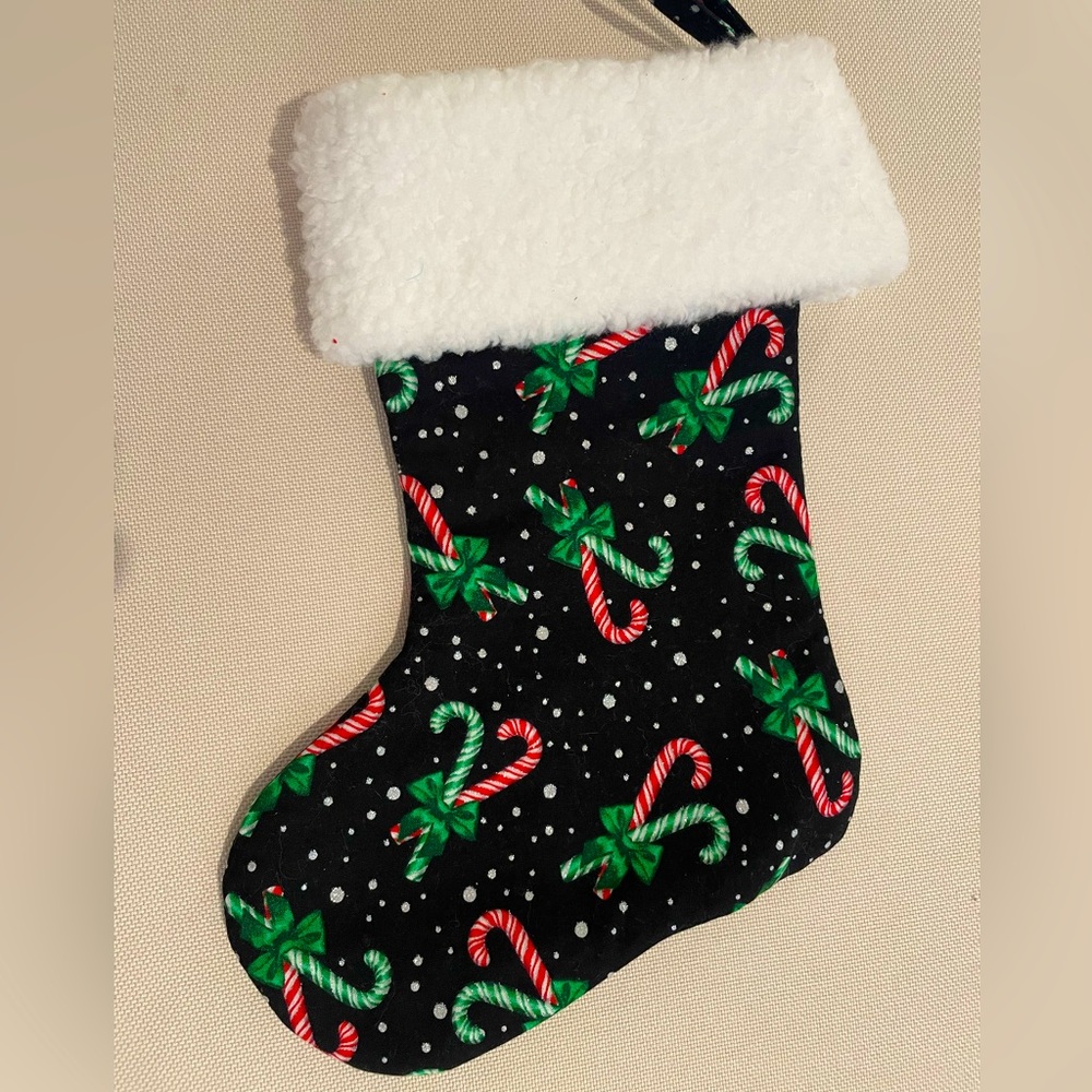 Festive Christmas Stocking with Candy Cane Design